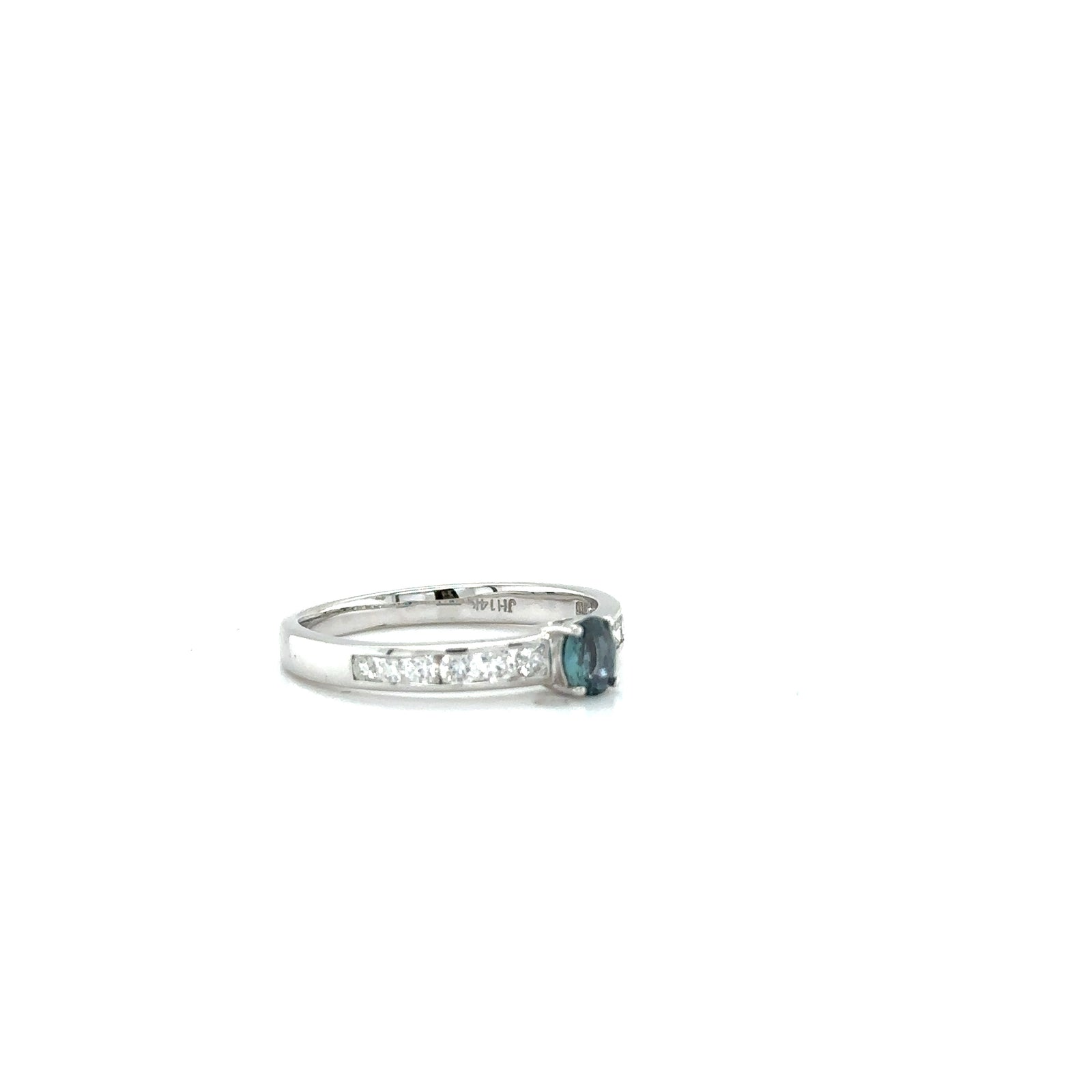 14k White Gold Ring with Natural Alexandrite and Diamonds