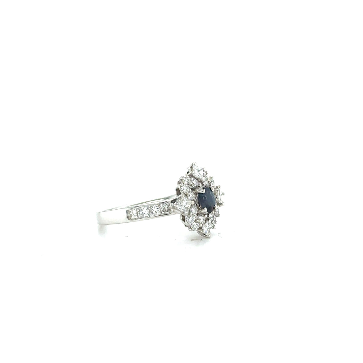 14k White Gold Ring with Natural Alexandrite and Diamonds