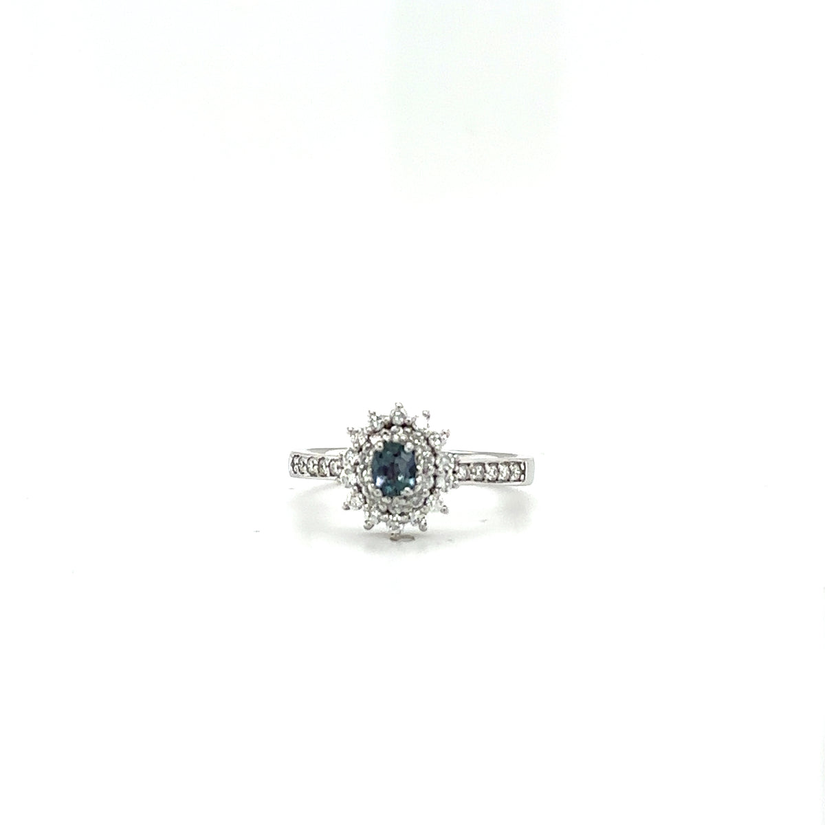 14k White Gold Ring with Natural Alexandrite and Diamonds