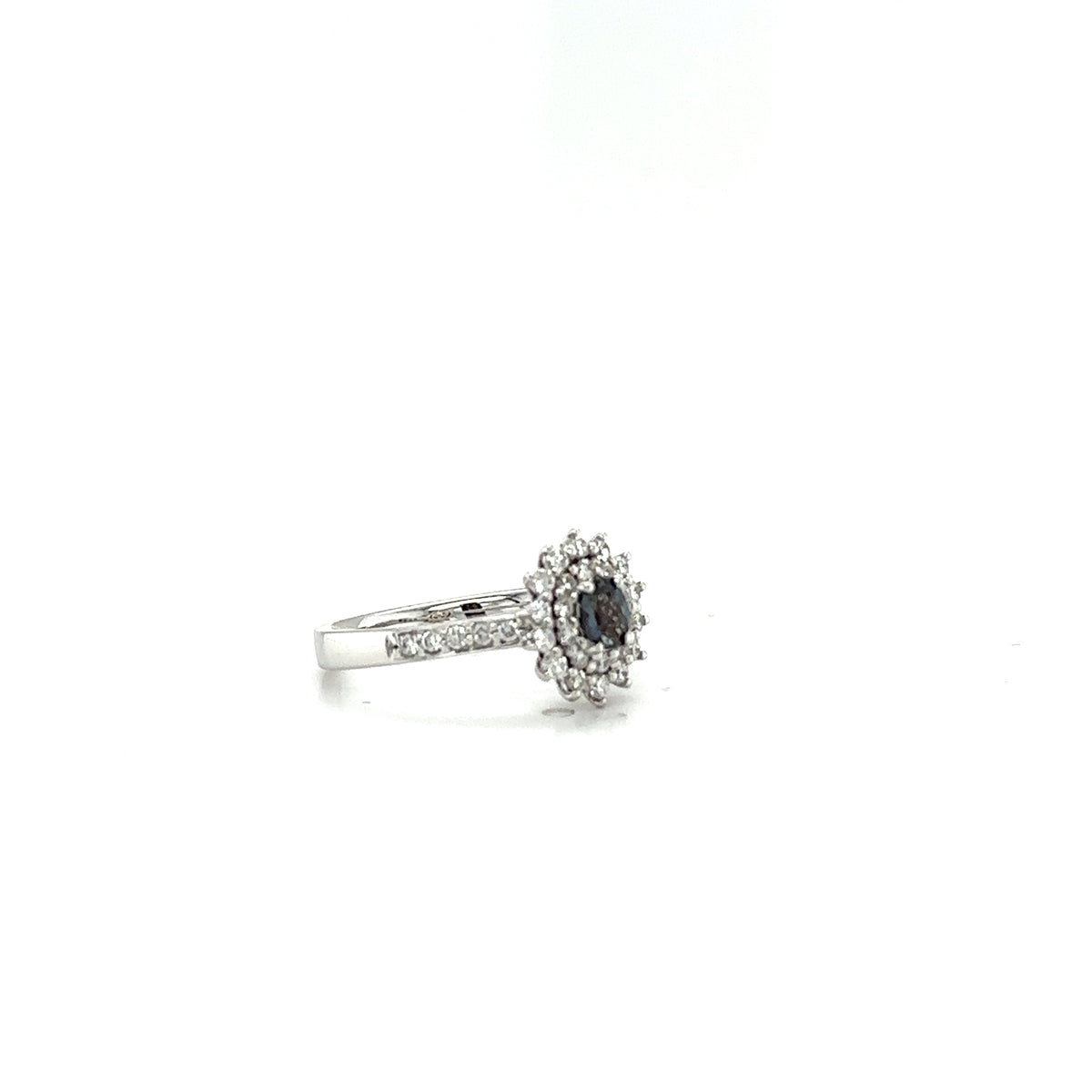 14k White Gold Ring with Natural Alexandrite and Diamonds