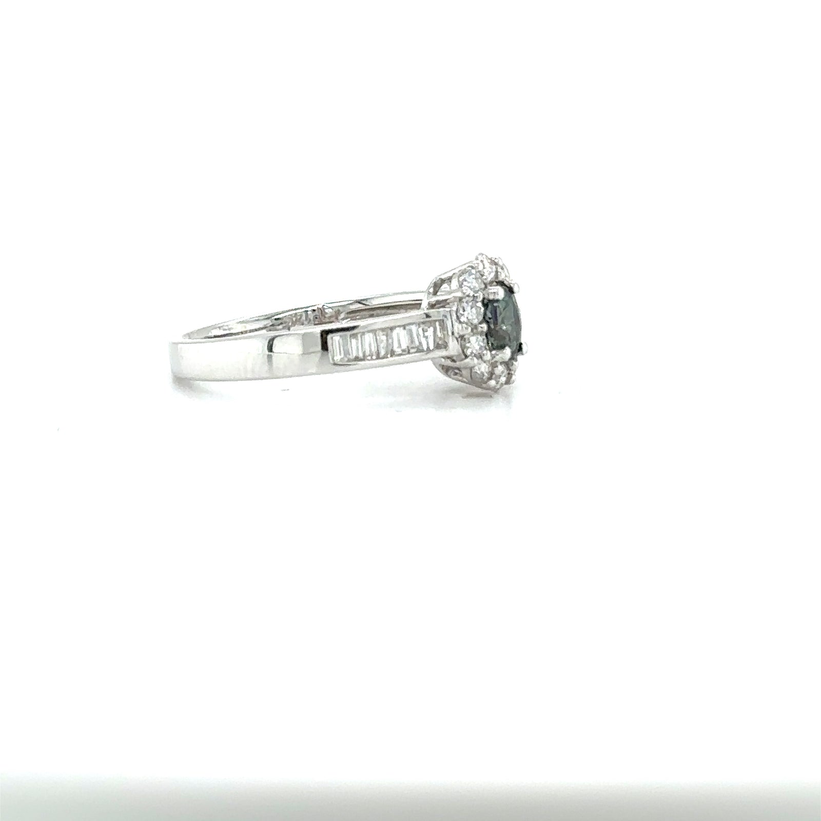 14k White Gold Ring with Natural Alexandrite and Diamonds