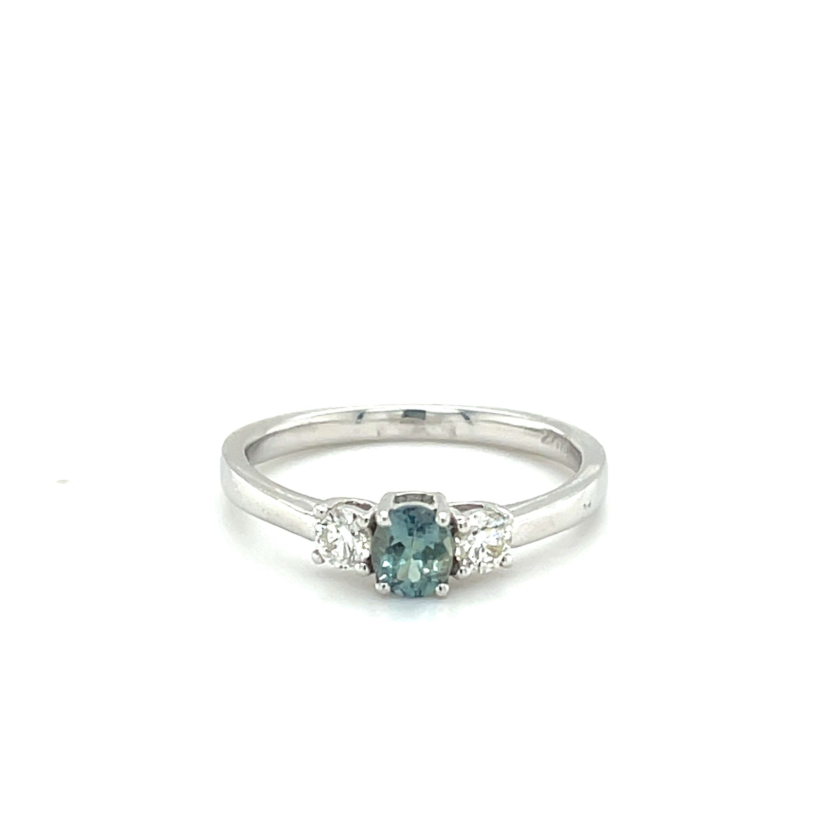 14k White Gold Ring with Natural Alexandrite and Diamonds