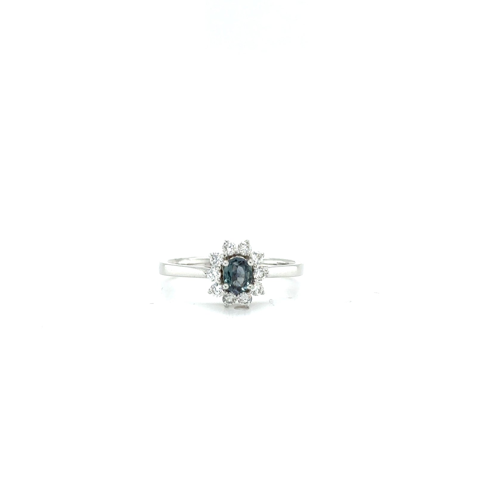 14k White Gold Ring with Natural Alexandrite and Diamonds