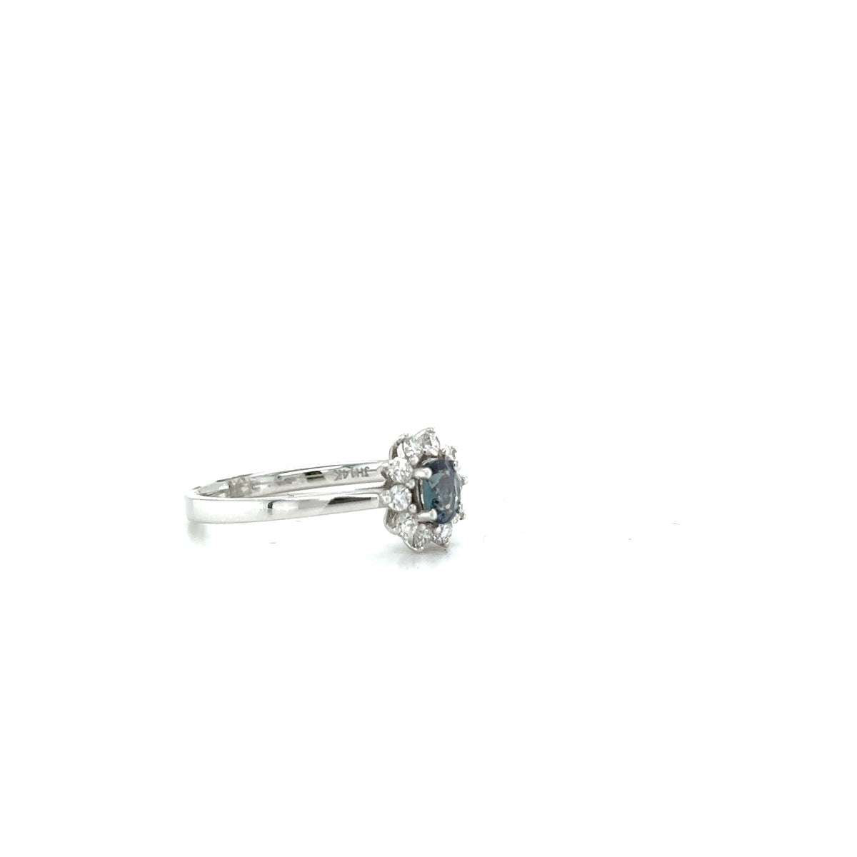 14k White Gold Ring with Natural Alexandrite and Diamonds