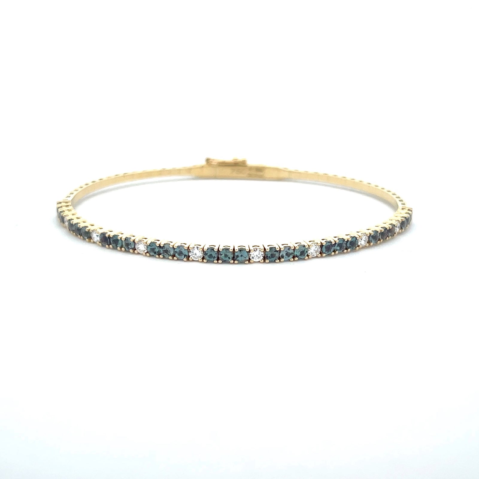 18k Yellow Gold Alexandrite and Diamond Bangle Bracelet