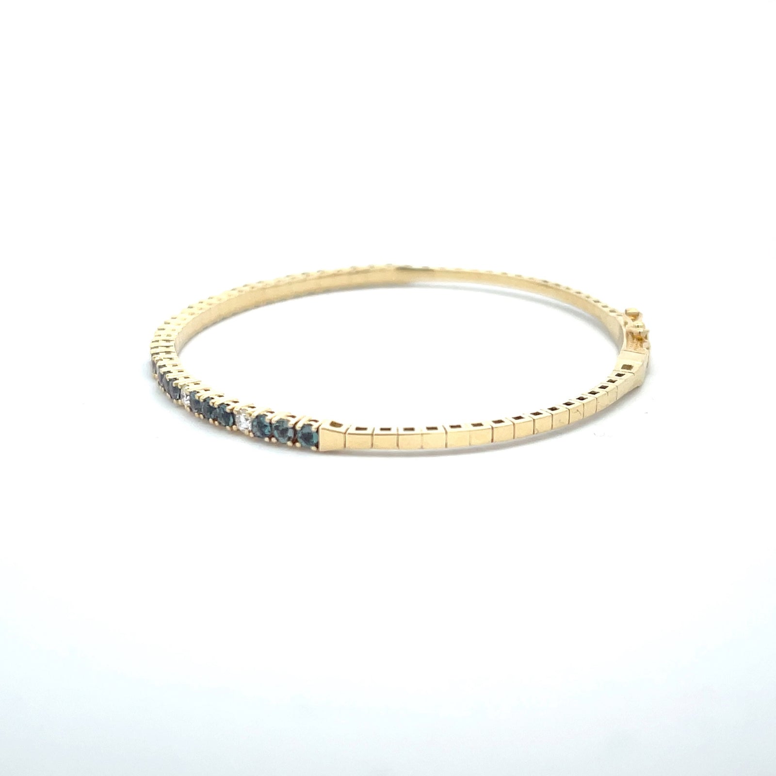 18k Yellow Gold Alexandrite and Diamond Bangle Bracelet