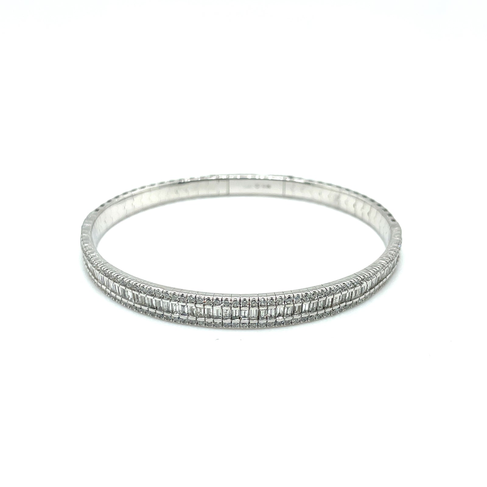 14k White Gold Diamond Bangle Bracelet