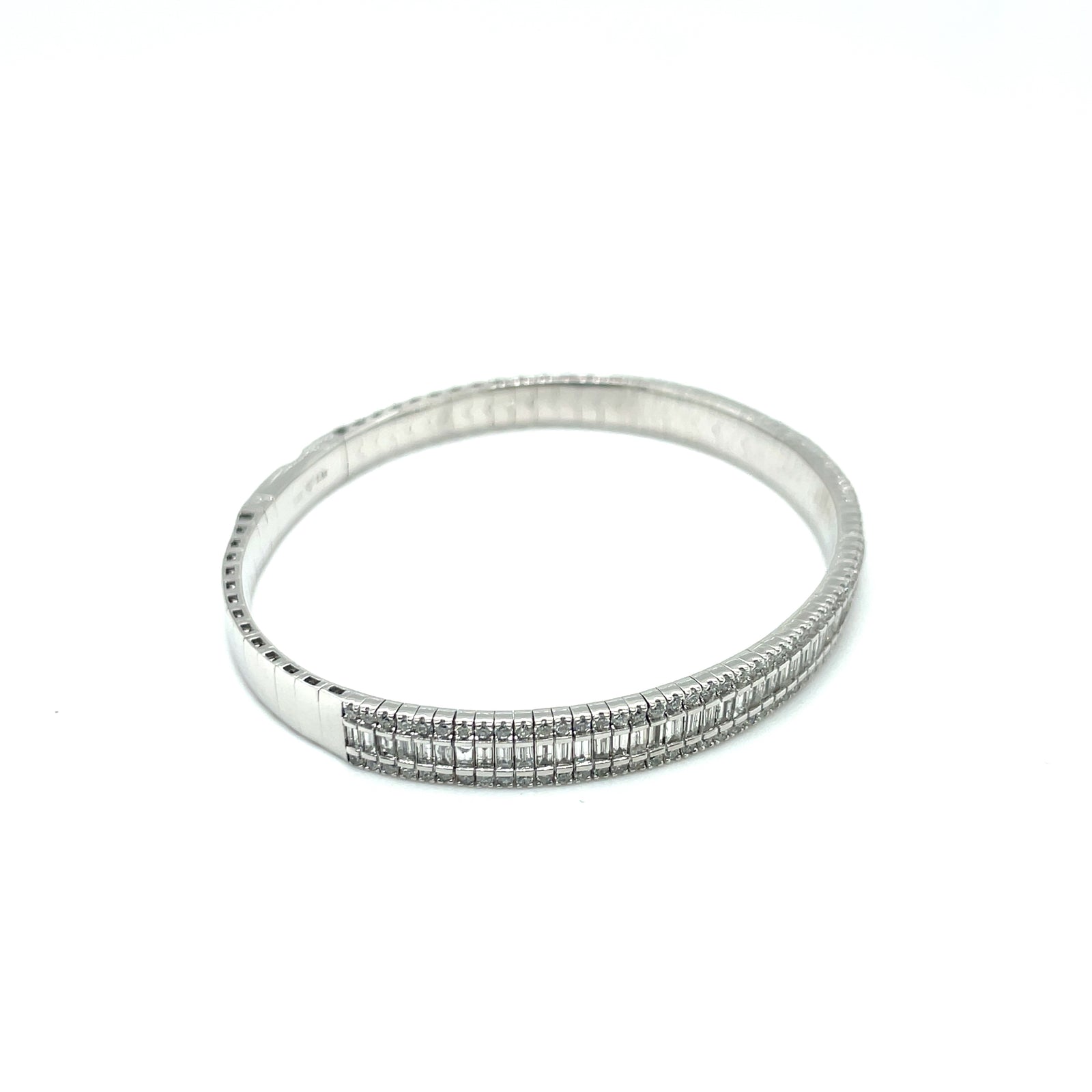 14k White Gold Diamond Bangle Bracelet