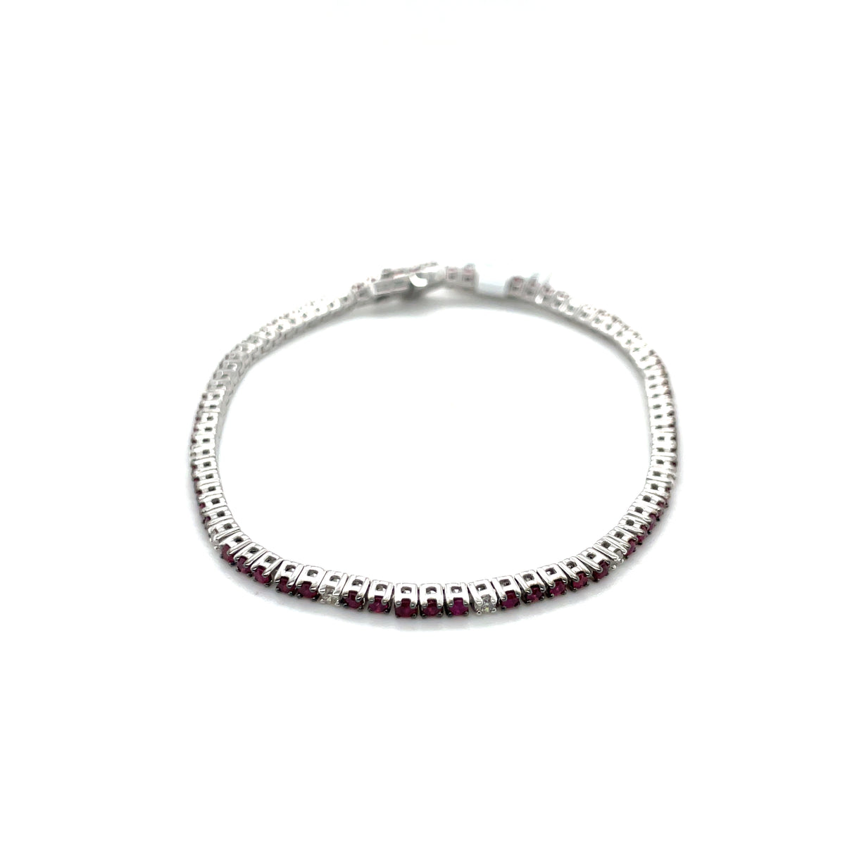14k White Gold Ruby and Diamond Tennis Bracelet