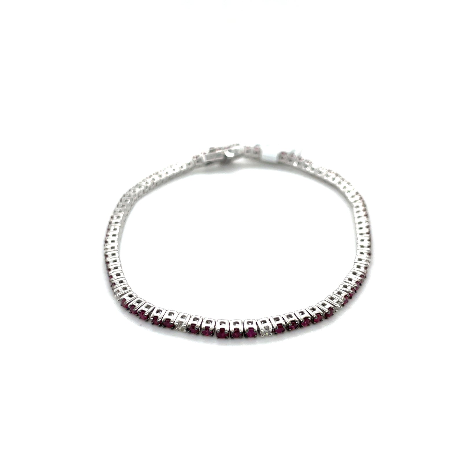 14k White Gold Ruby and Diamond Tennis Bracelet