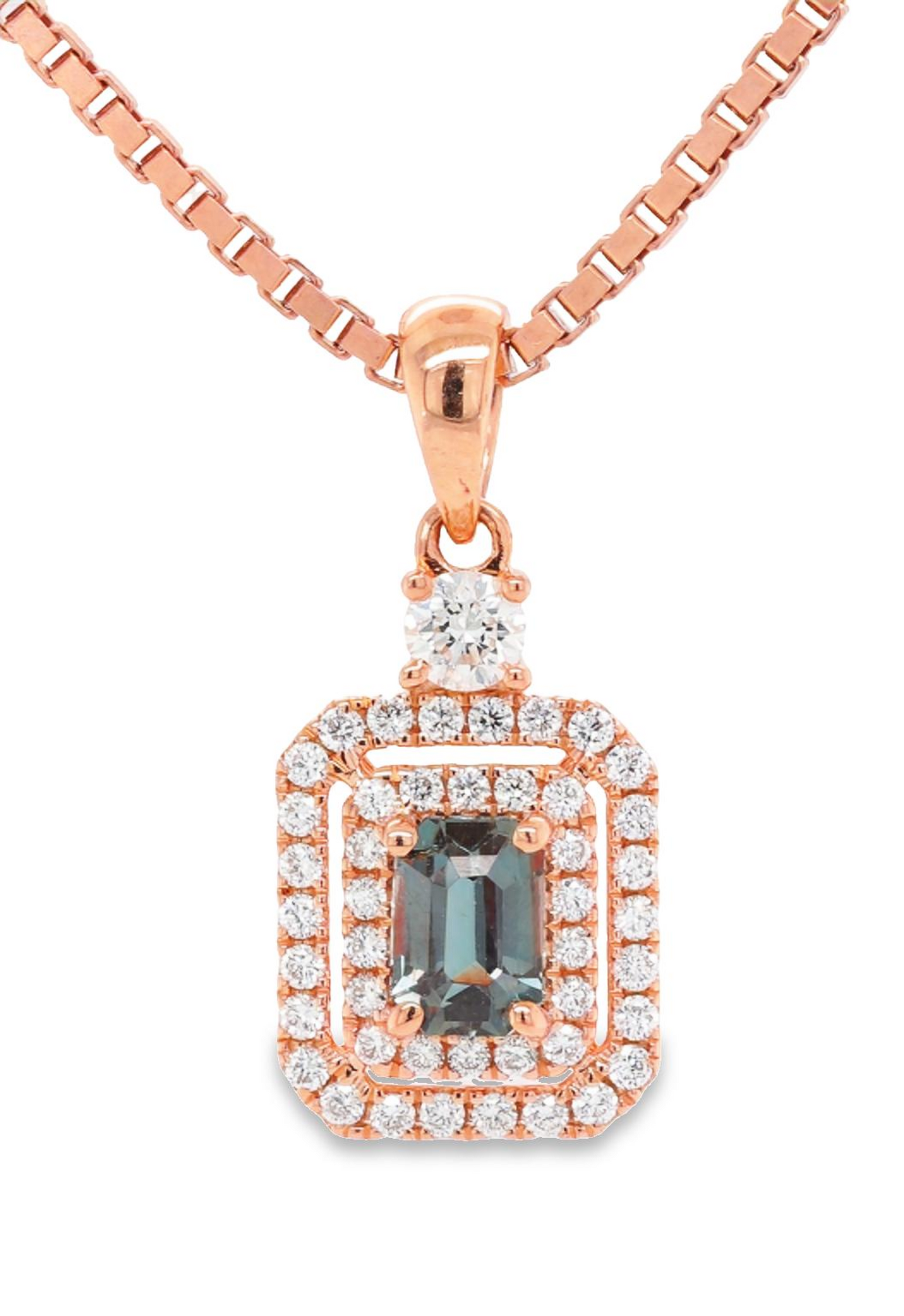 18k Rose Gold Pendant with Natural Alexandrite and Diamonds
