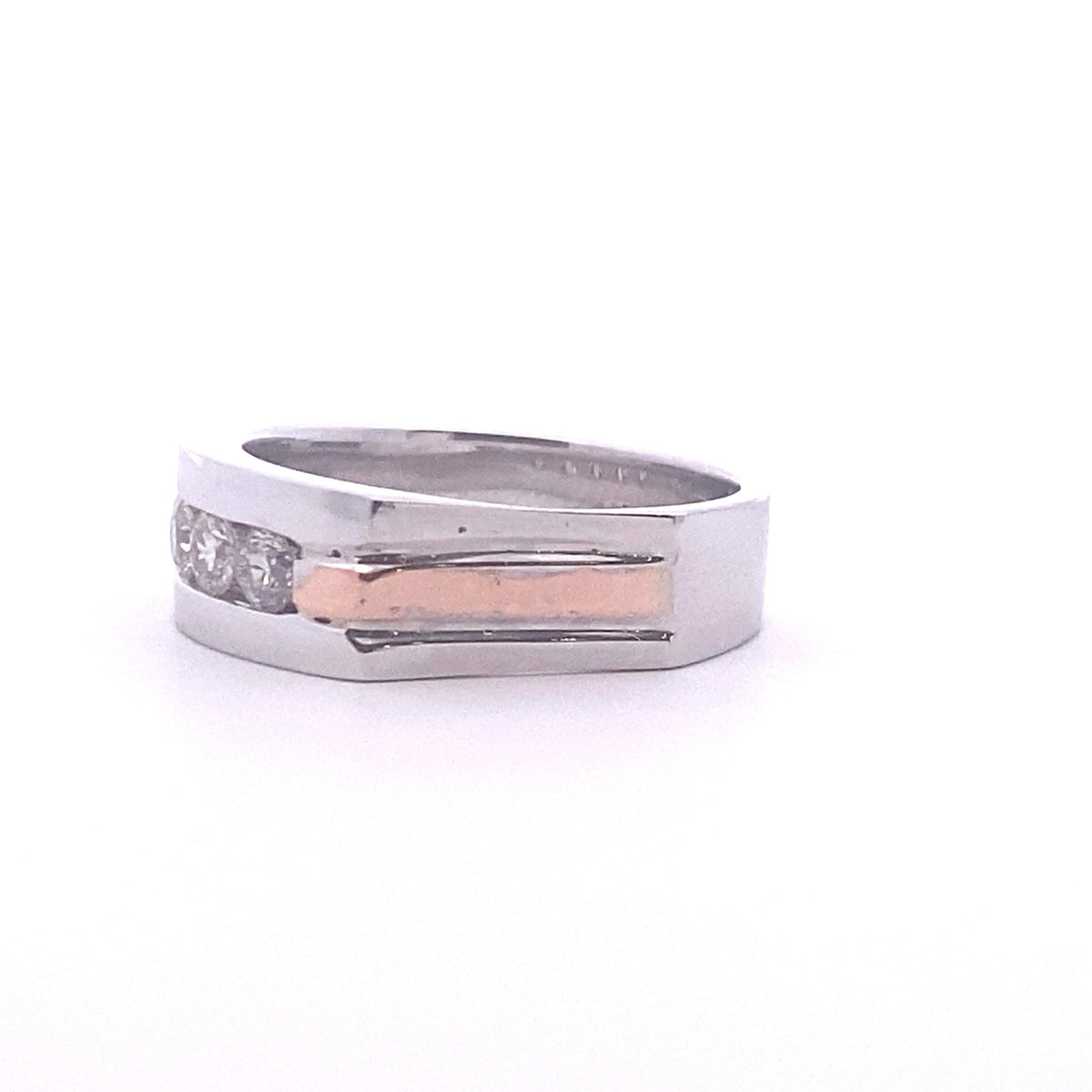 14k Two Toned Gold Ring with Round Cut Diamonds