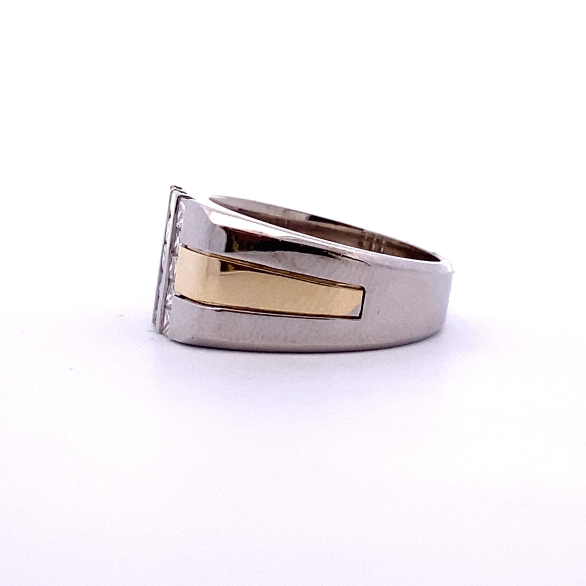 14k Two Toned Gold Ring with Square Cut Diamonds