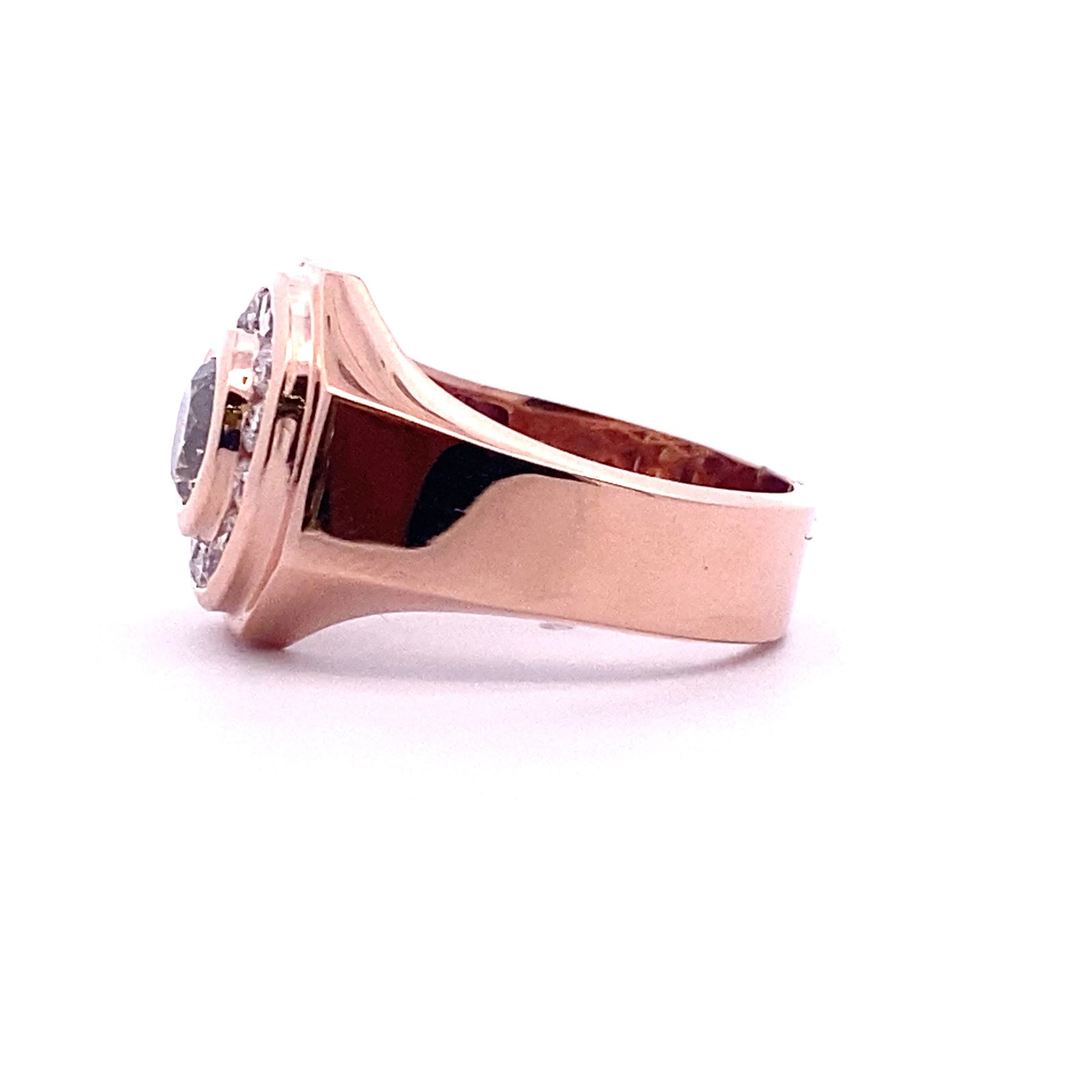 14k Rose Gold Diamond Ring with Round Fancy Brown Diamond