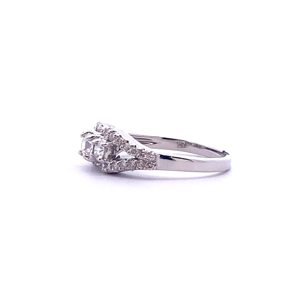 14k White Gold Diamond Multistone Ring with Brilliant-Cut Diamonds