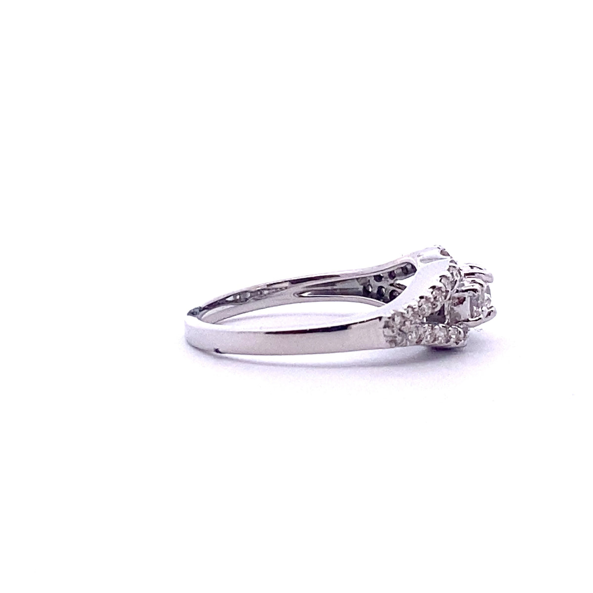 14k White Gold Diamond Multistone Ring with Brilliant-Cut Diamonds