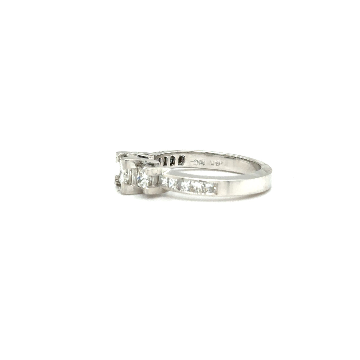 14k White Gold Diamond Multistone Ring with Princess-Cut Diamonds