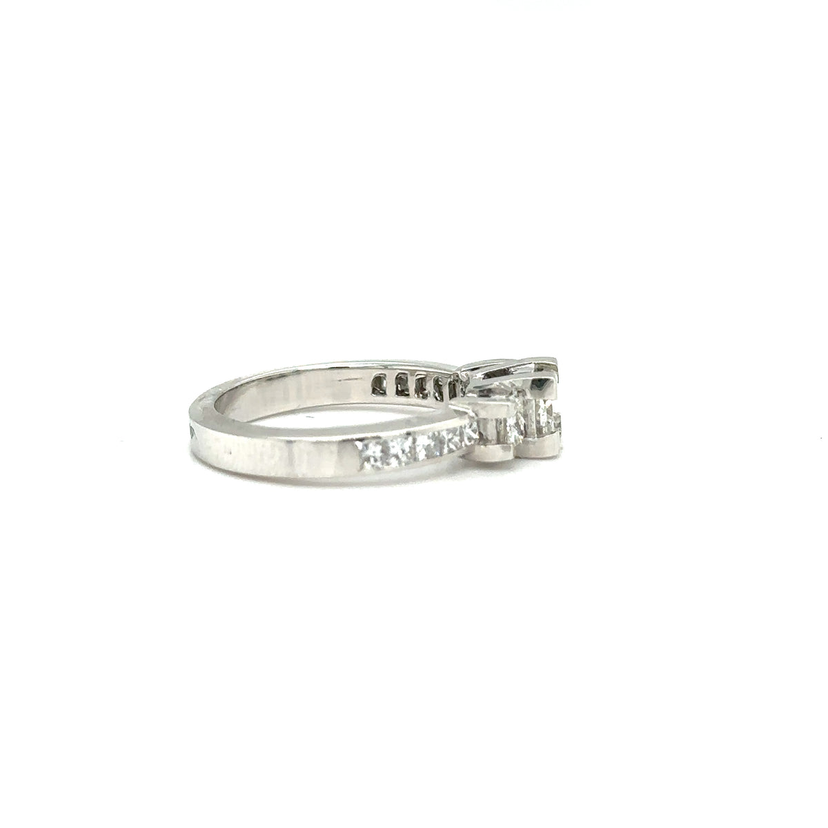 14k White Gold Diamond Multistone Ring with Princess-Cut Diamonds
