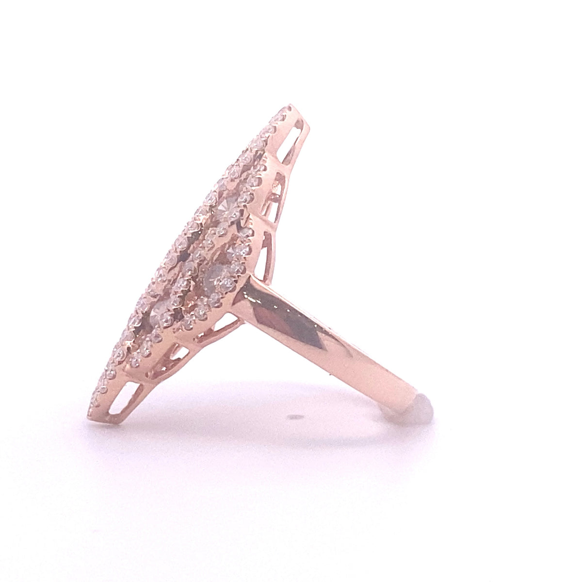 14k Rose Gold Ring with Round Cut Fancy Brown and White Diamonds