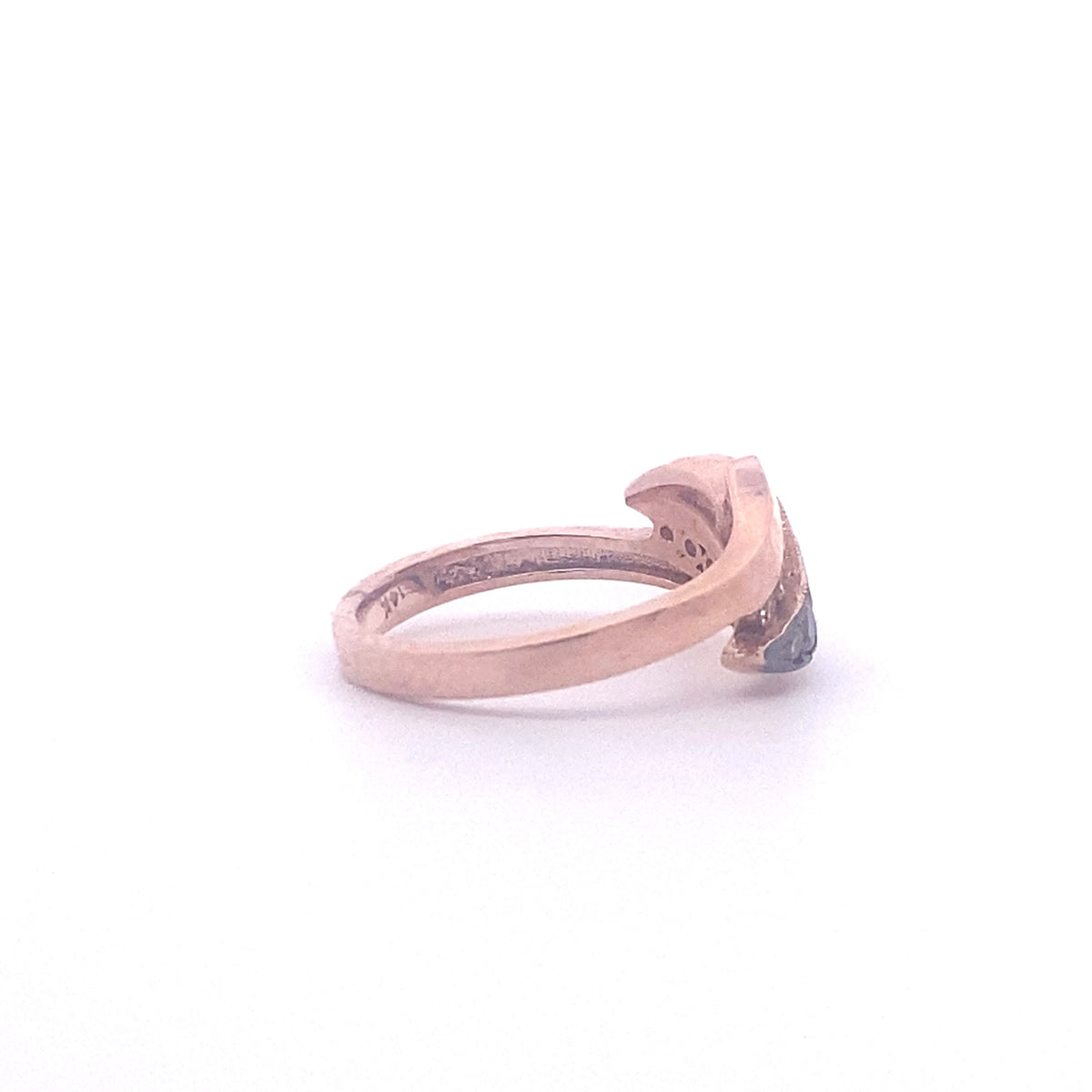 14k Rose Gold Ring with Round Cut Fancy Brown and White Diamonds