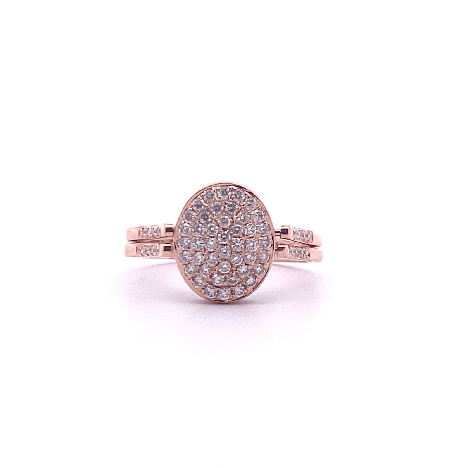 14k Rose Gold Reversible Ring with Round Cut Fancy Brown and White Diamonds