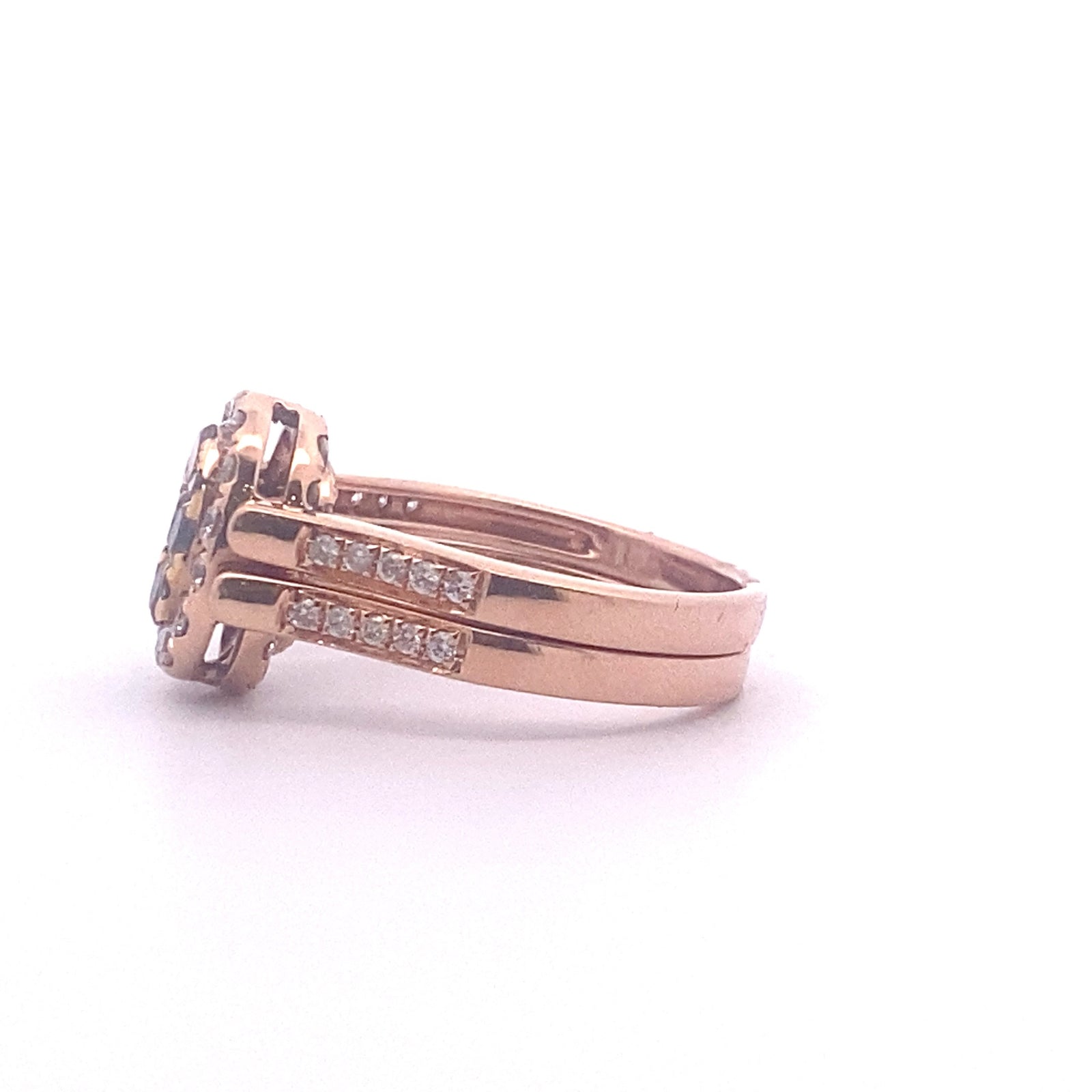 14k Rose Gold Reversible Ring with Round Cut Fancy Brown and White Diamonds