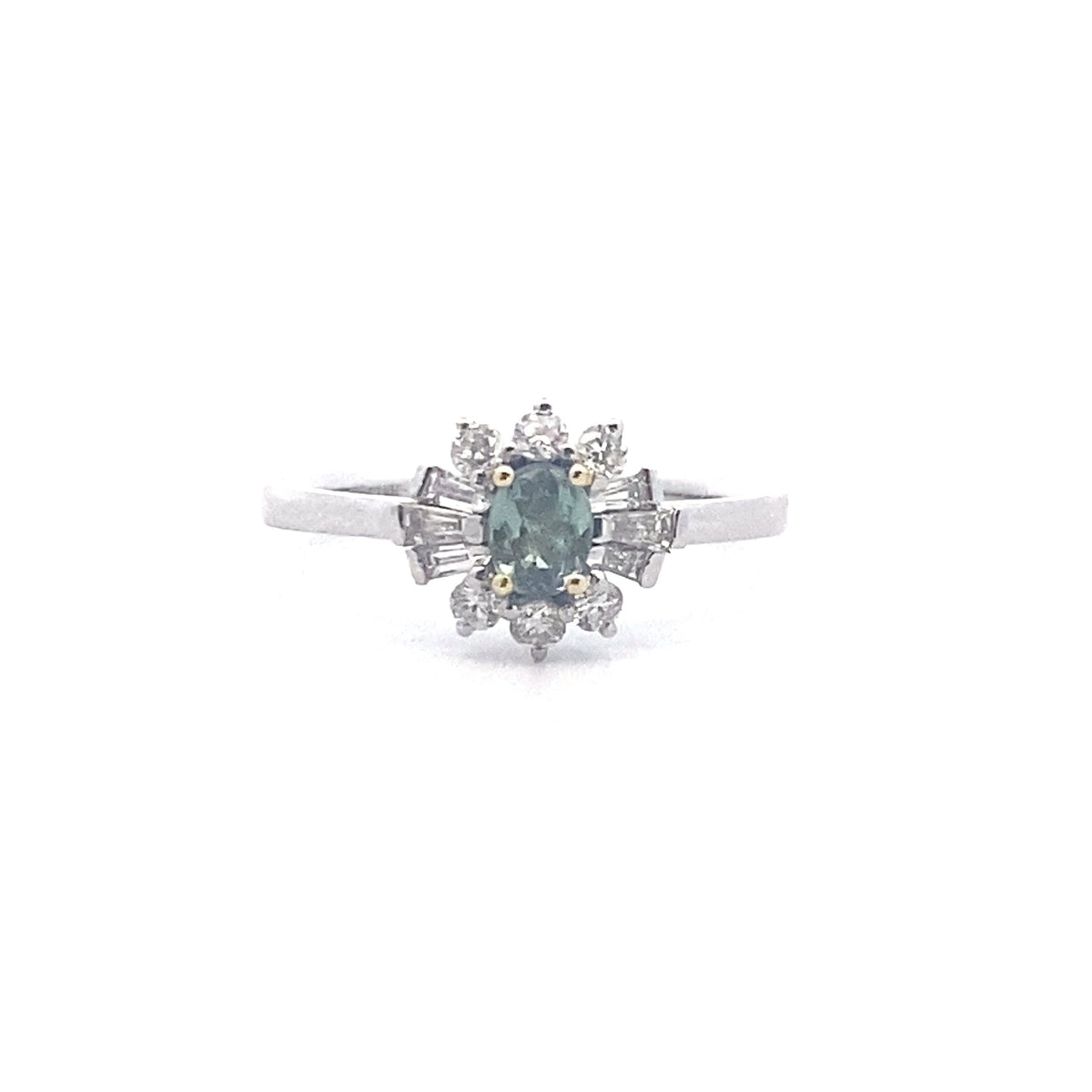 14k White and Yellow Gold Ring with Natural Alexandrite and Diamonds