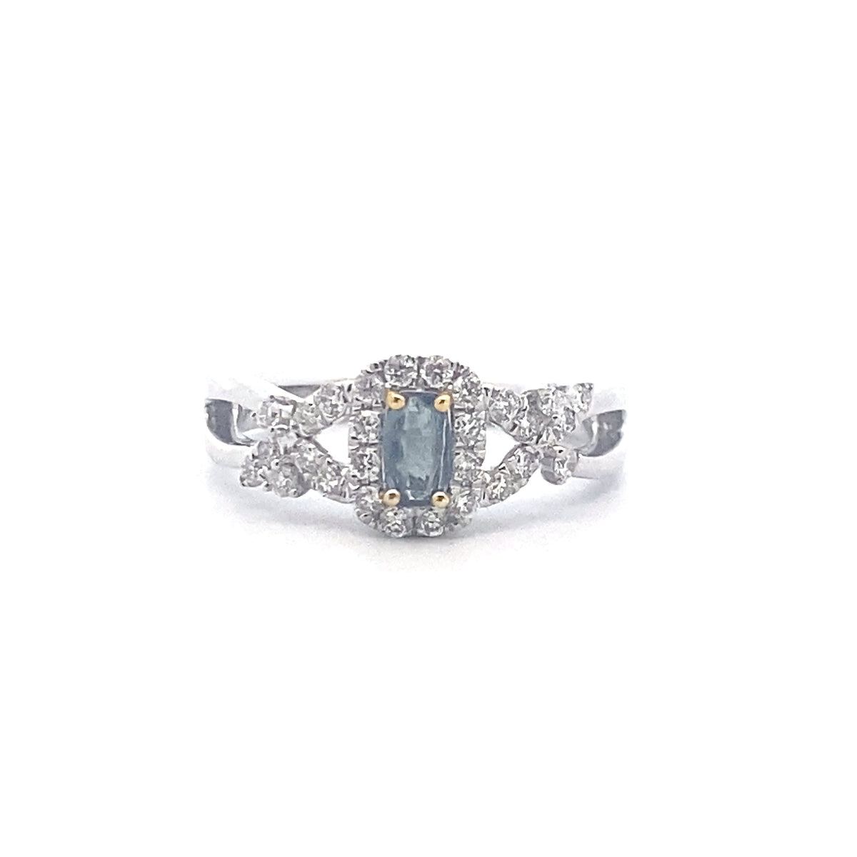 14k White and Yellow Gold Ring with Natural Alexandrite and Diamonds