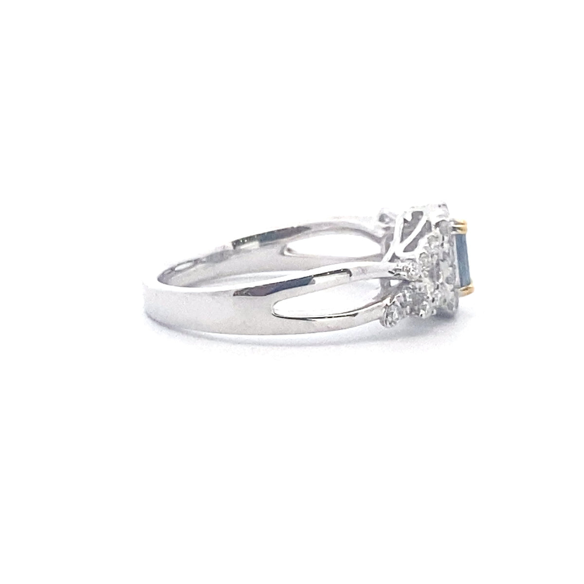 14k White and Yellow Gold Ring with Natural Alexandrite and Diamonds