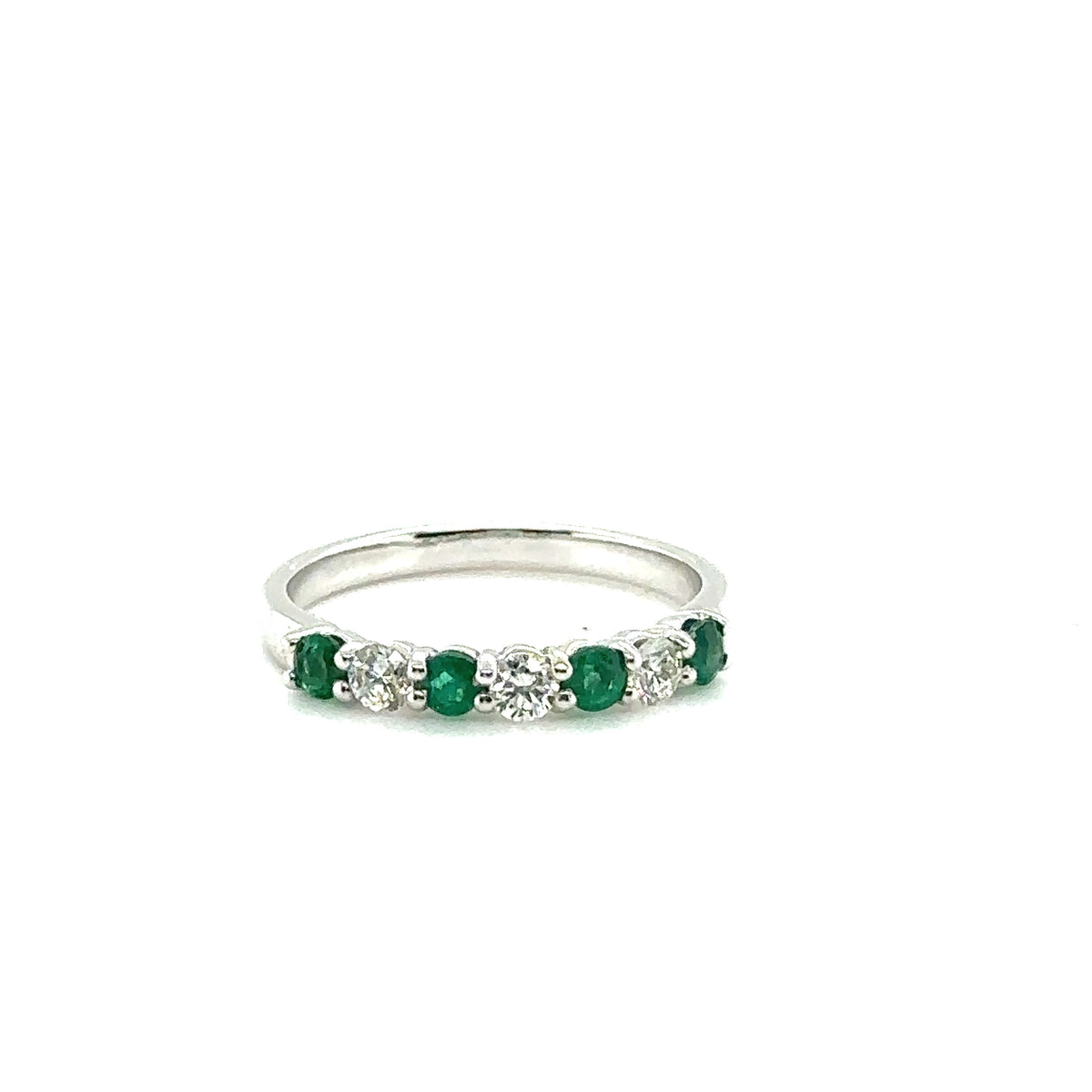 14k White Gold Emerald and Diamond ring