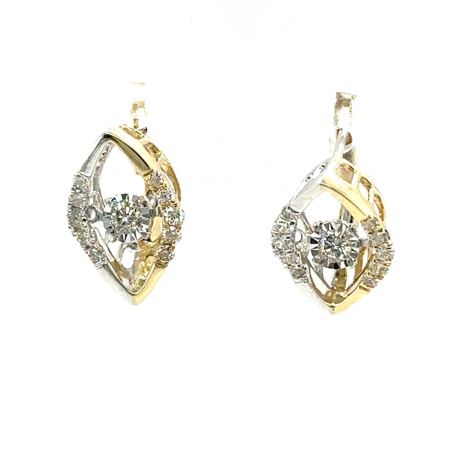 14k White and Yellow Gold Diamond Earrings