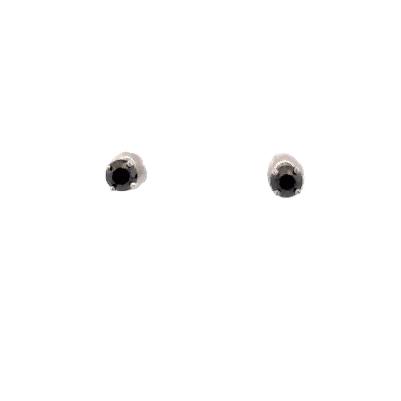 14k White Gold Stud Earrings with Black Diamonds