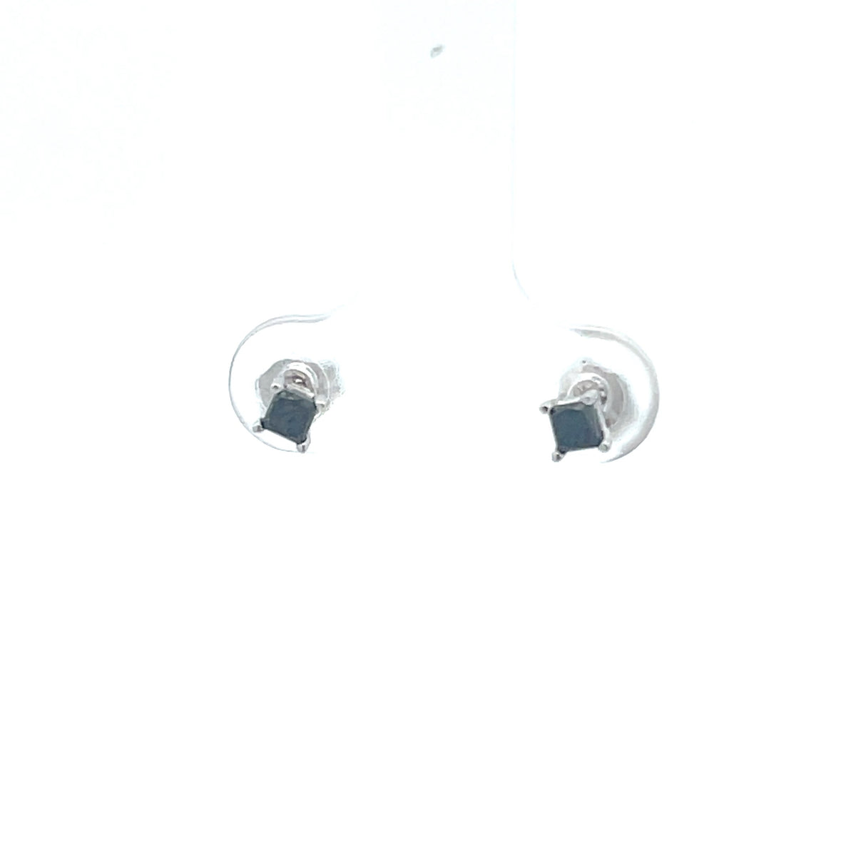 14k White Gold Stud Earrings with Black Diamonds