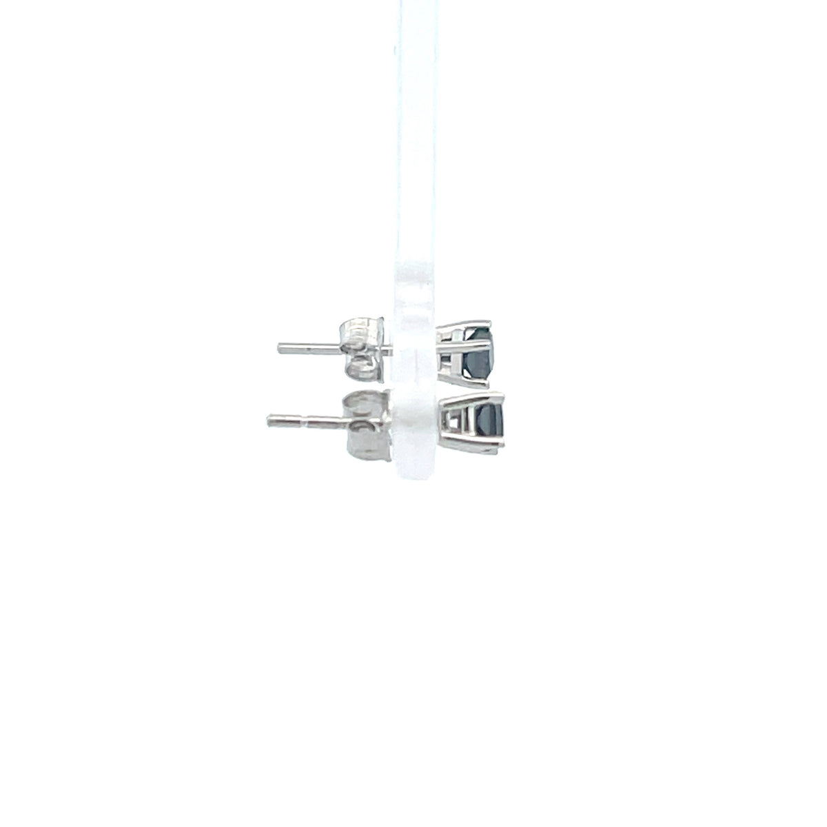 14k White Gold Stud Earrings with Black Diamonds