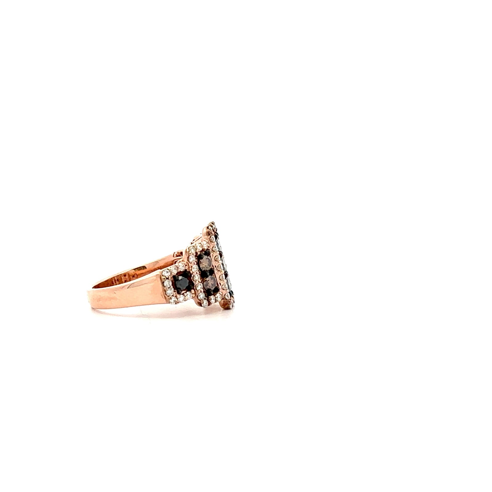 14k Rose Gold Diamond Ring with Fancy Blue and Fancy Brown Diamonds
