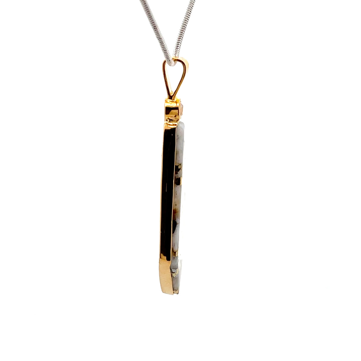 14k Yellow Gold Pendant with Natural Gold-Quartz and Diamond