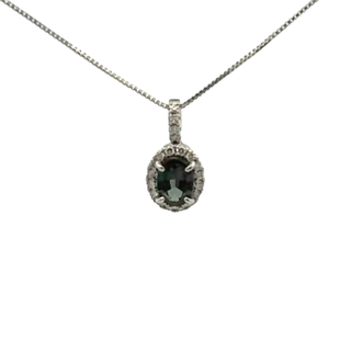 Platinum Nattural Alexandrite and Diamond  Pendant