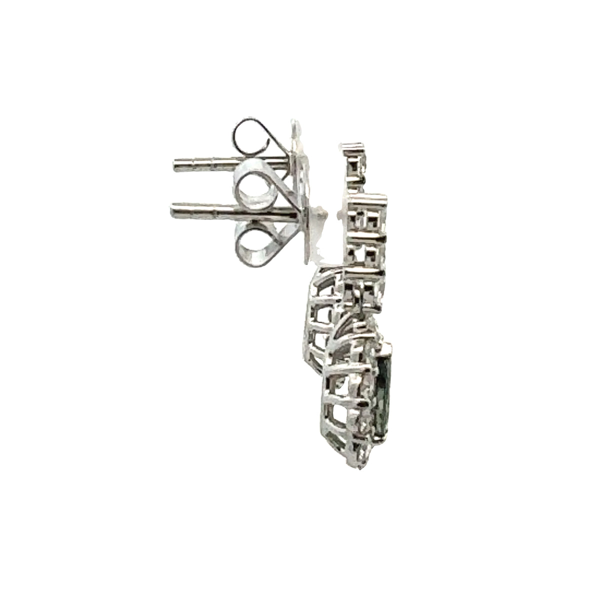 18k White Gold Nattural Alexandrite and Diamond  Earrings