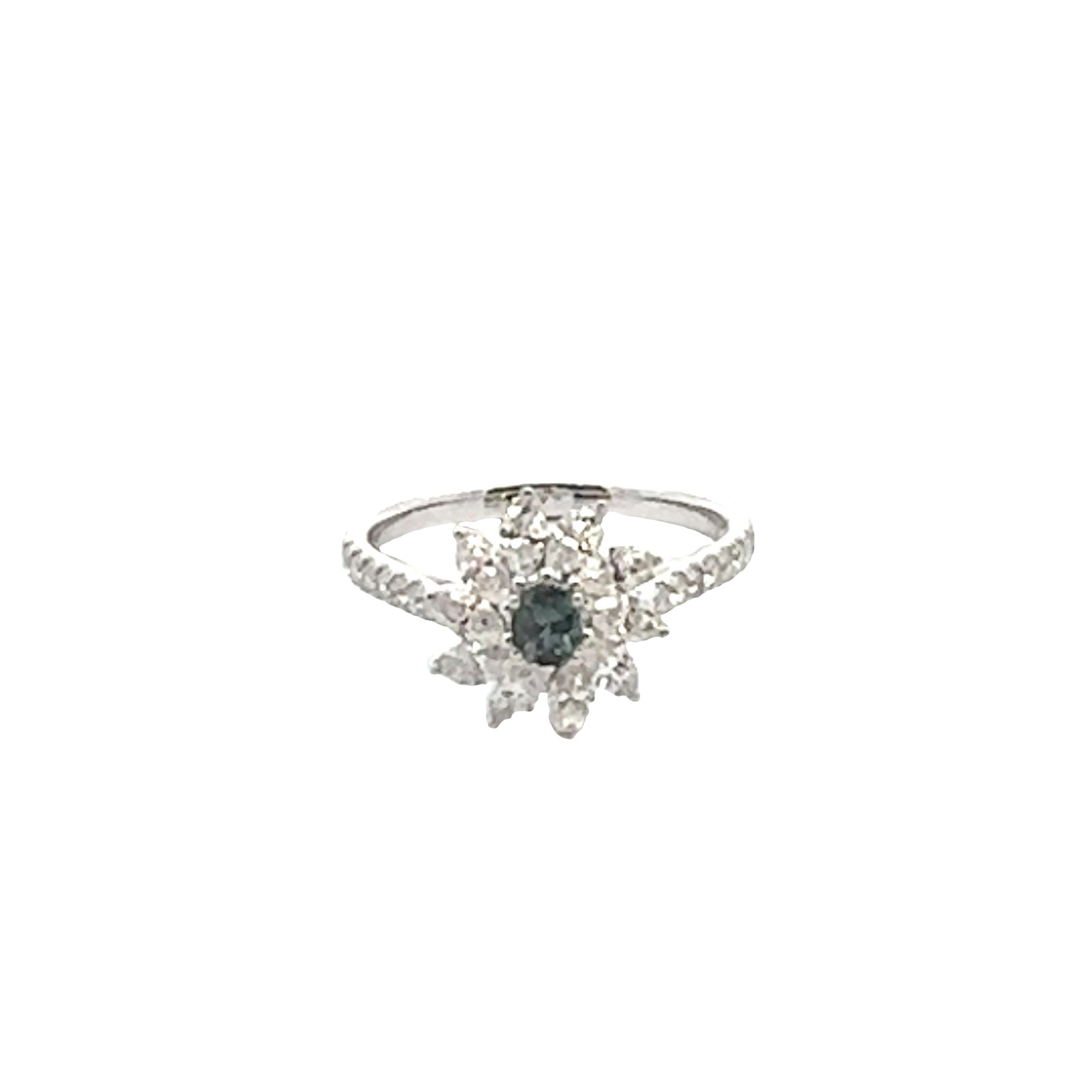 18k White Gold Ring with Natural Alexandrite and Diamonds