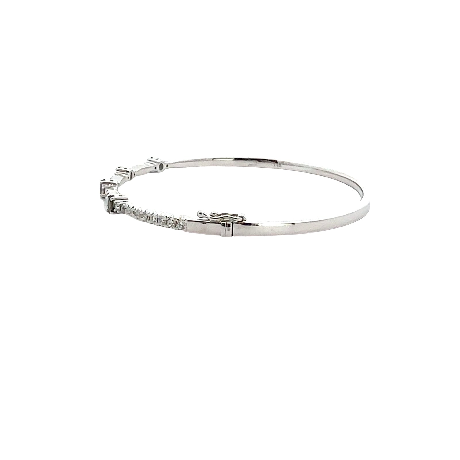 14k White Gold Natural Alexandrite and Diamond Bangle Bracelet
