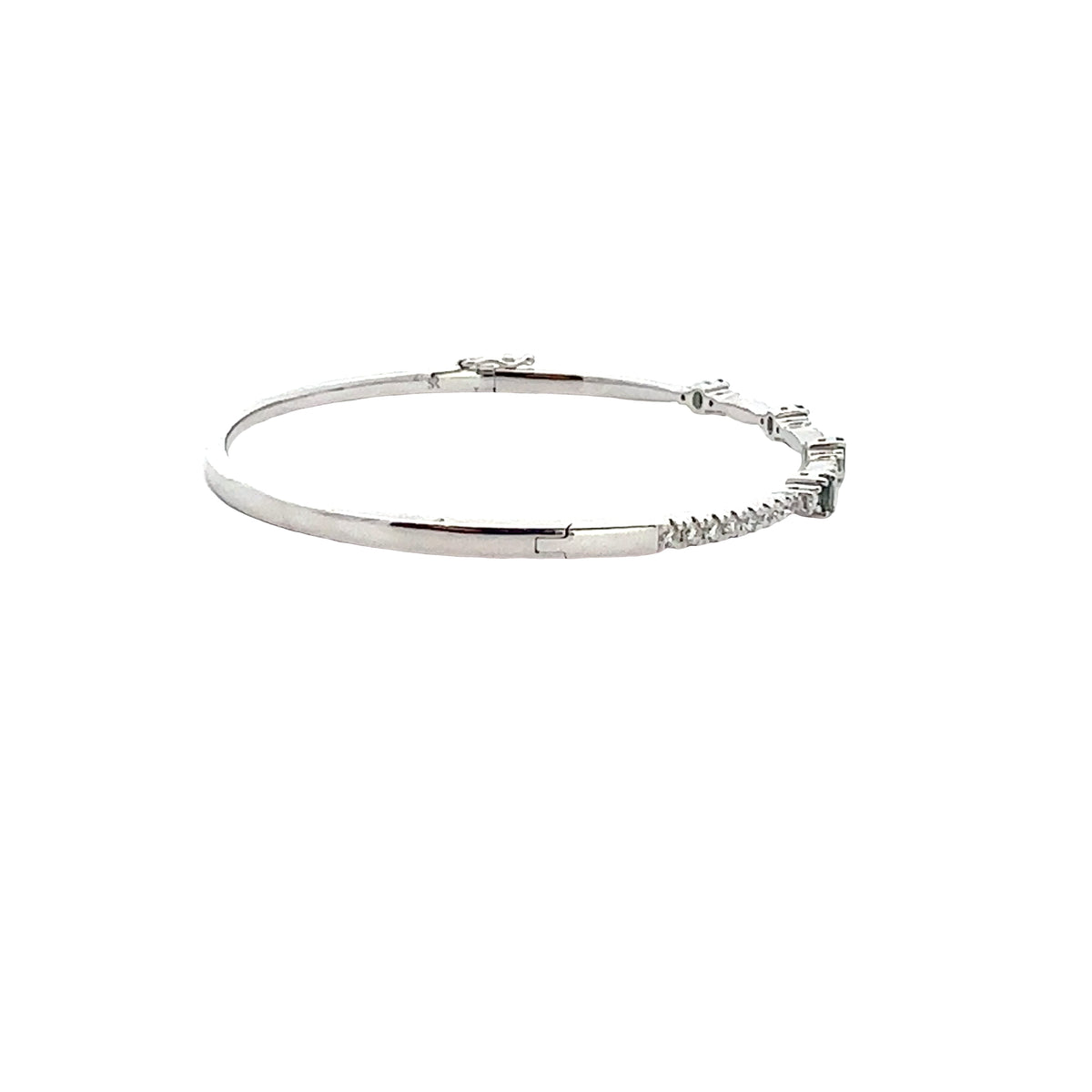 14k White Gold Natural Alexandrite and Diamond Bangle Bracelet
