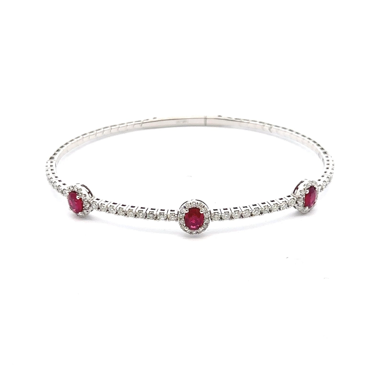 14kt White Gold Elegant Ruby Bangle