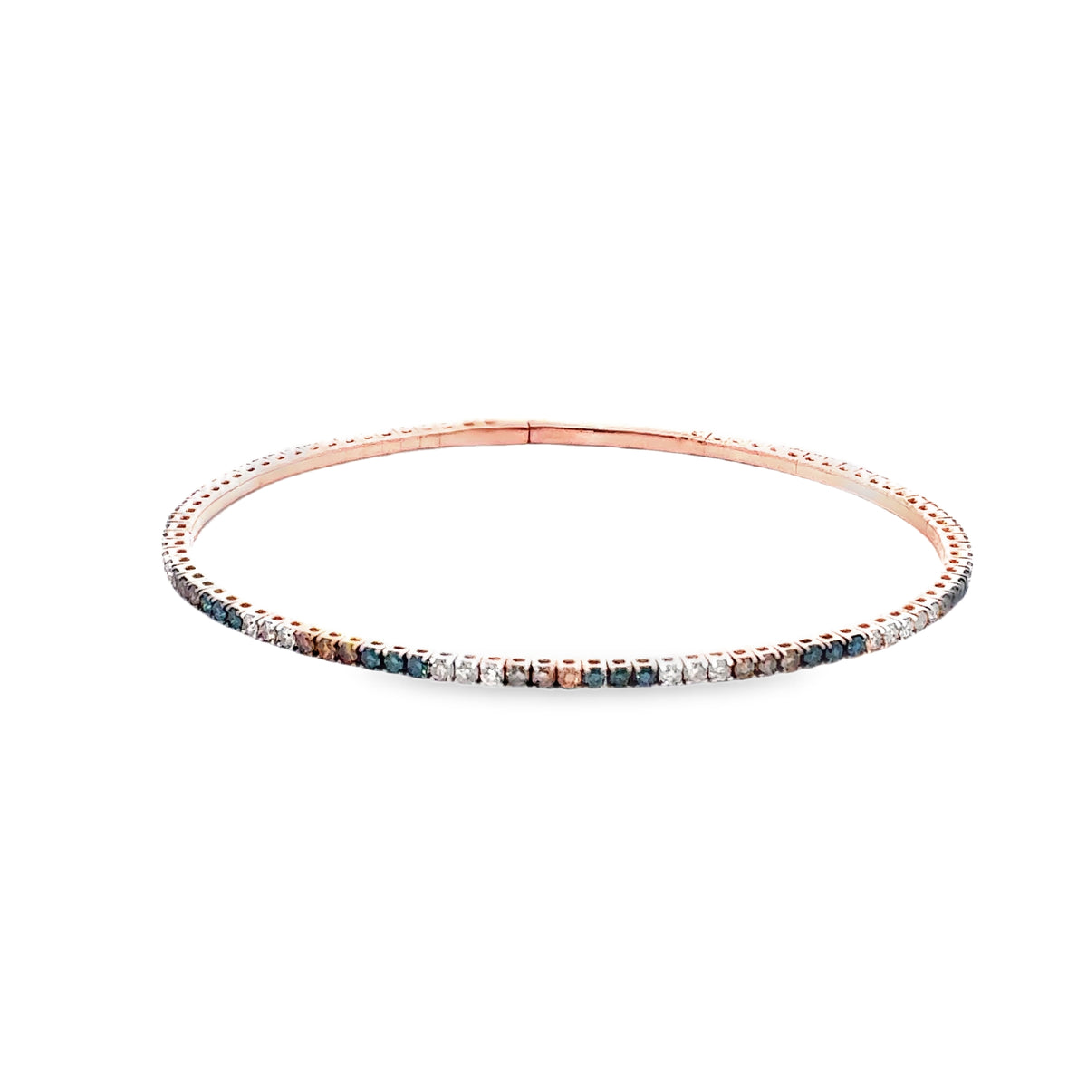 Elegant 14k Rose Gold Fancy Colored Diamond Flexi Bangle