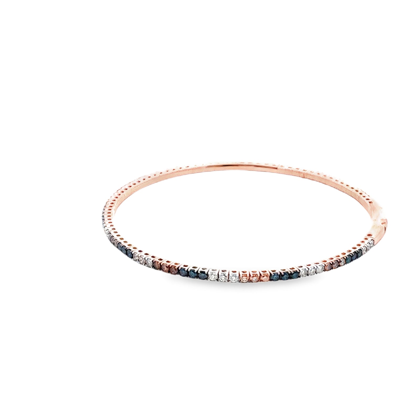 Elegant 14k Rose Gold Fancy Colored Diamond Flexi Bangle