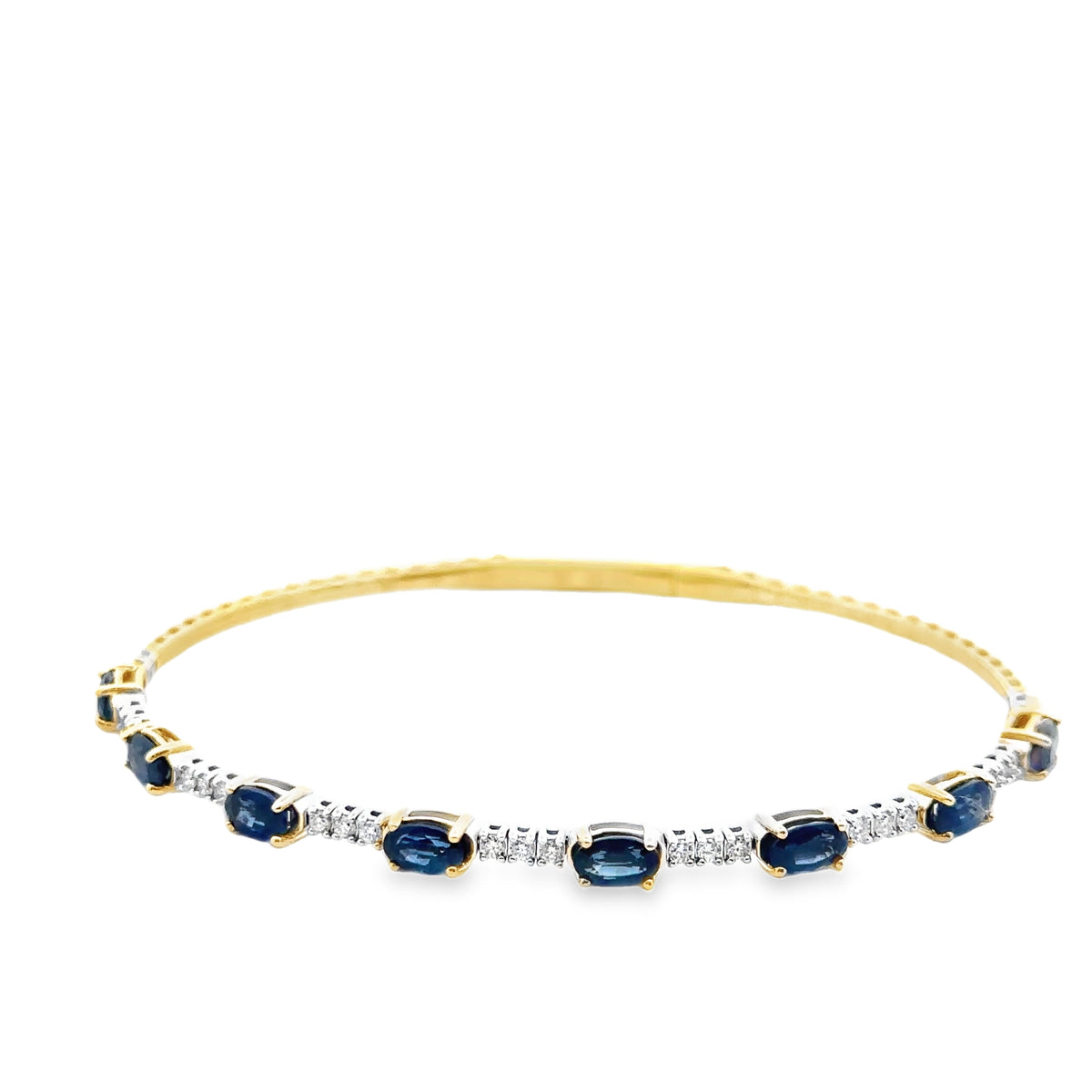 14k Yellow and White Gold Sapphire and Diamond Flexi Bangle Bracelet