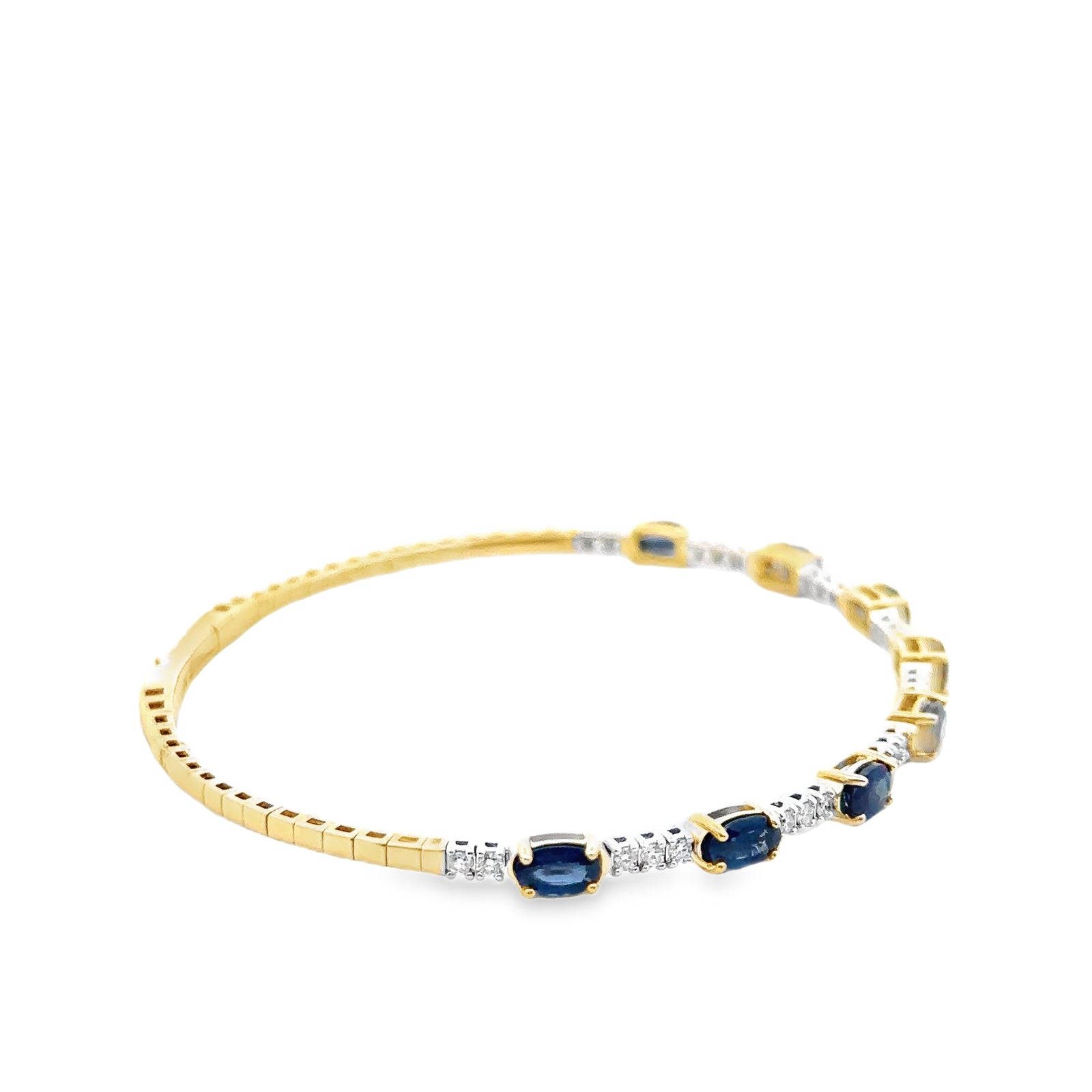 14k Yellow and White Gold Sapphire and Diamond Flexi Bangle Bracelet