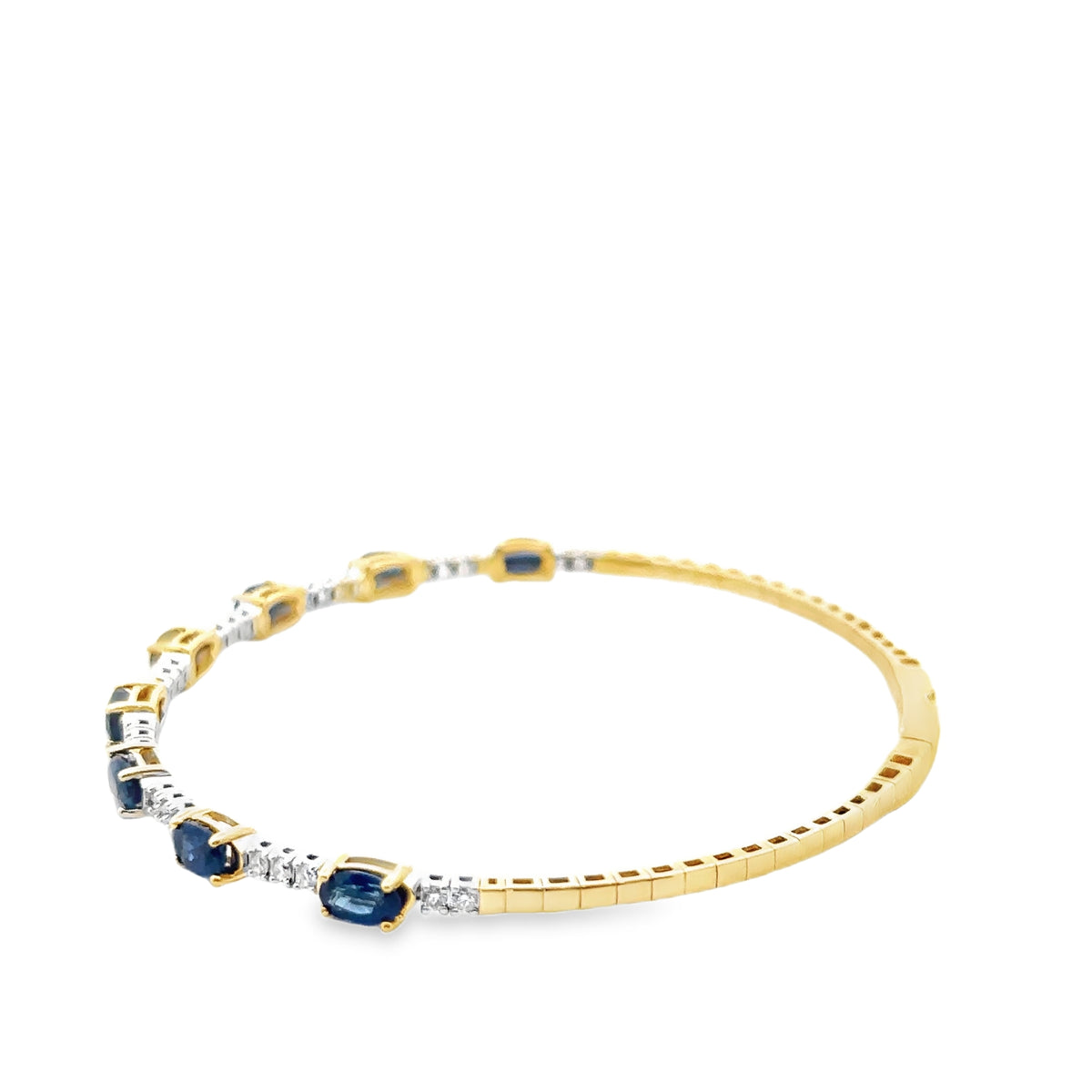 14k Yellow and White Gold Sapphire and Diamond Flexi Bangle Bracelet