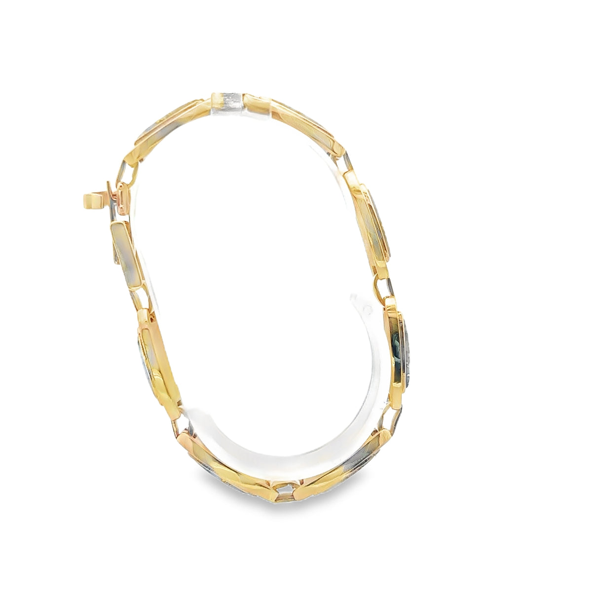 14k Yellow Gold Bracelet with Natural Gold-Quartz and Diamonds