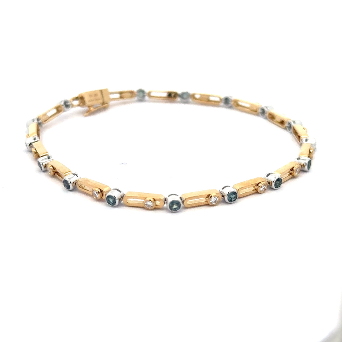18k Yellow and White Gold Bracelet with Natural Alexandrites and Diamonds
