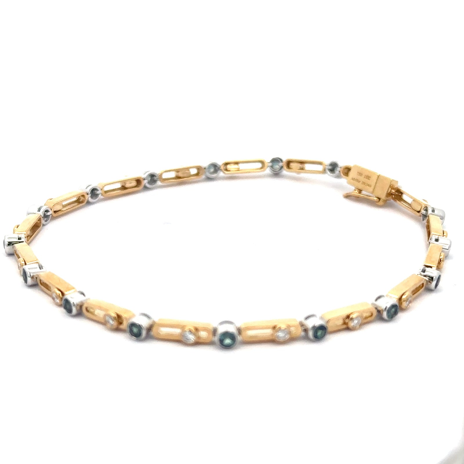 18k Yellow and White Gold Bracelet with Natural Alexandrites and Diamonds